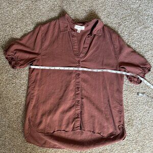 Cloth & Stone Maroon Brownish Pink Size M Short Sleeve Button Down